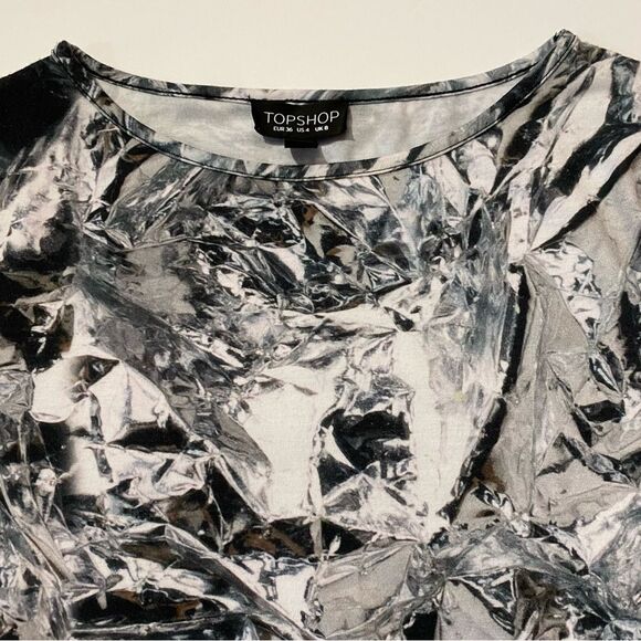 Topshop Zippered Midriff Black,White & Gray Cutout Mini Dress Women's Size 8 - Picture 9 of 15